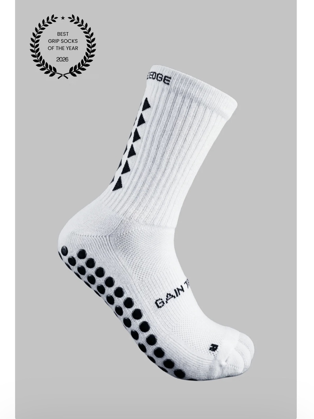 Gain The Edge Grip Socks 3.0 MidCalf Length - White - Size US 10-14